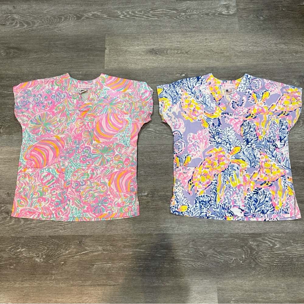 Lilly Pulitzer Women’s Scrub Top Set Of 2 Women’s Size XS Creations By Petra